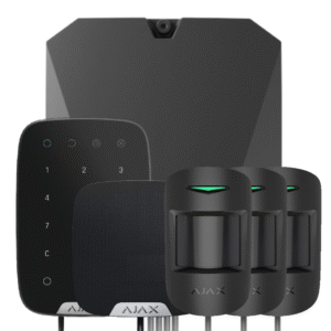 Kit Ajax Fibra negro. Hub Hybrid 2g + 3FibraMotionProtect + FibraKeypad + FibraHomeSiren